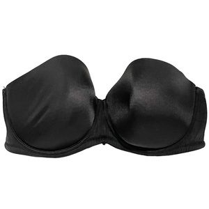 Cacique Plus Size 44DD Bra Black Lightly‎ Lined Strapless Underwire Back Closure